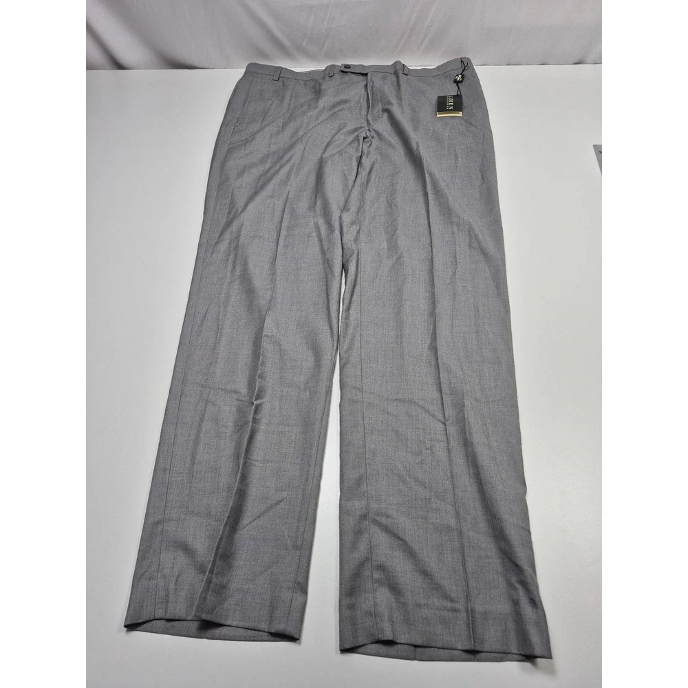 Lauren Ralph Lauren Dress Pants Mens 42x34 Silver Flat Front NWT Classic Fit